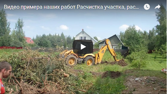 Видео примера наших работ -Расчистка участка, раскорчевка, выравнивание трактором  в Рязани
